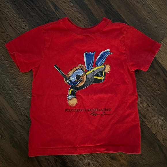 Polo Ralph Lauren Red T-Shirt with Polo Bear Graphic scuba size 3T - Picture 1 of 7